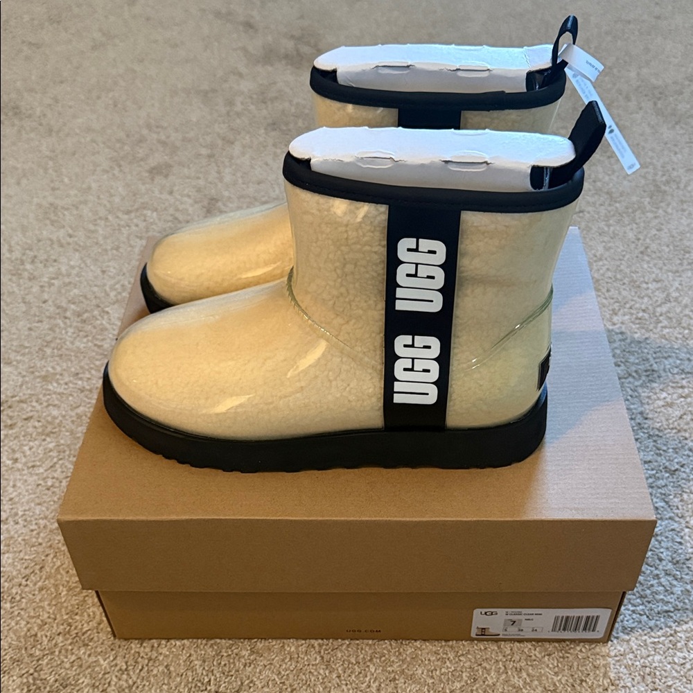 UGG Cream and Black Ankle Boots